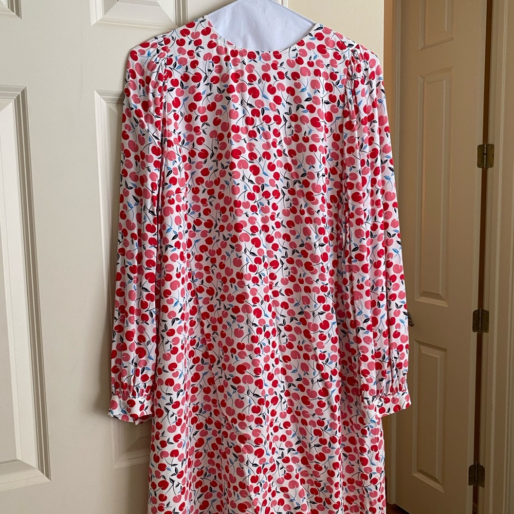 Chic Cherry Print Long Sleeve Dress